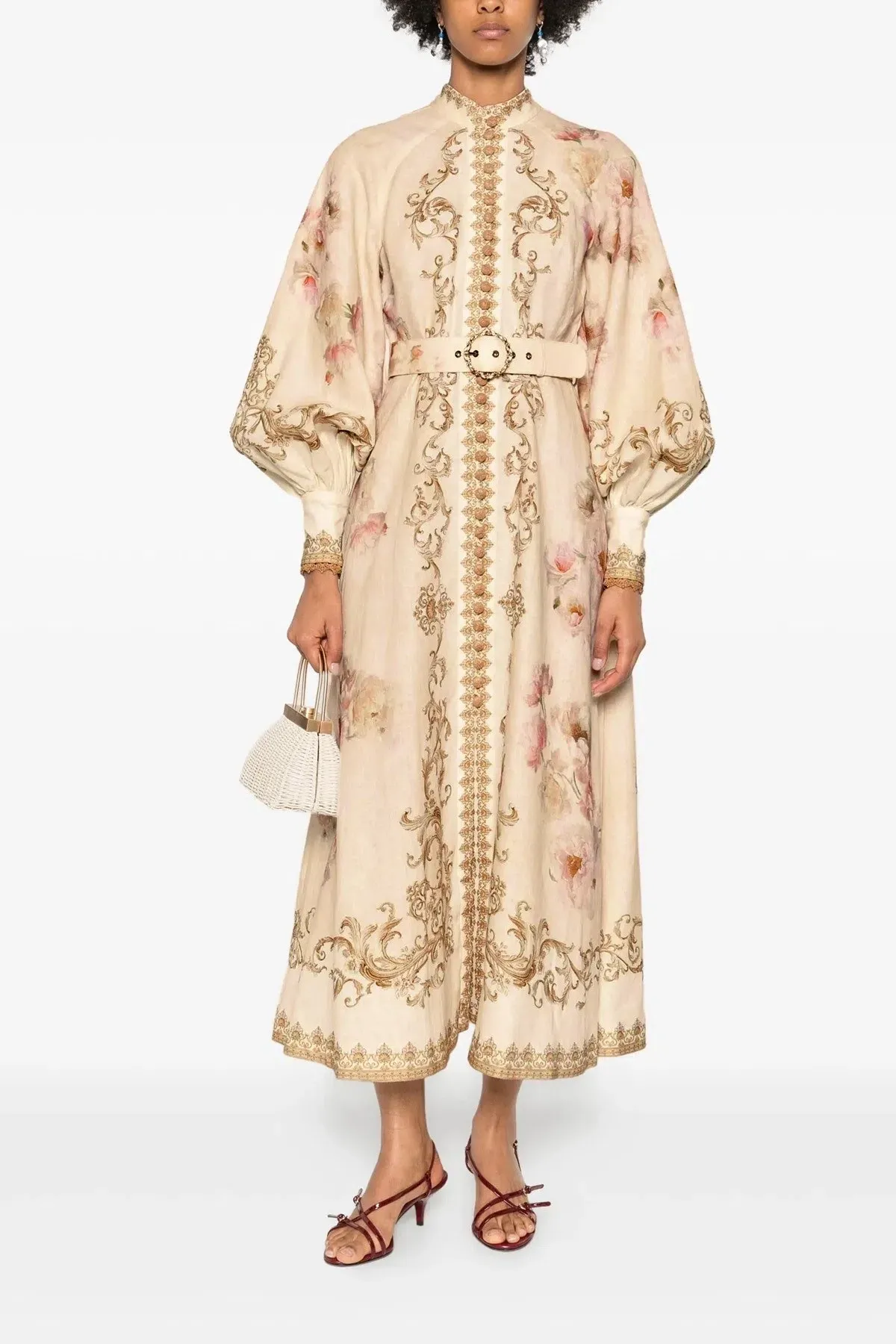 Zimmermann Hypnotic Buttoned Midi Dress White Peony Size 3 au 14 - Image 6