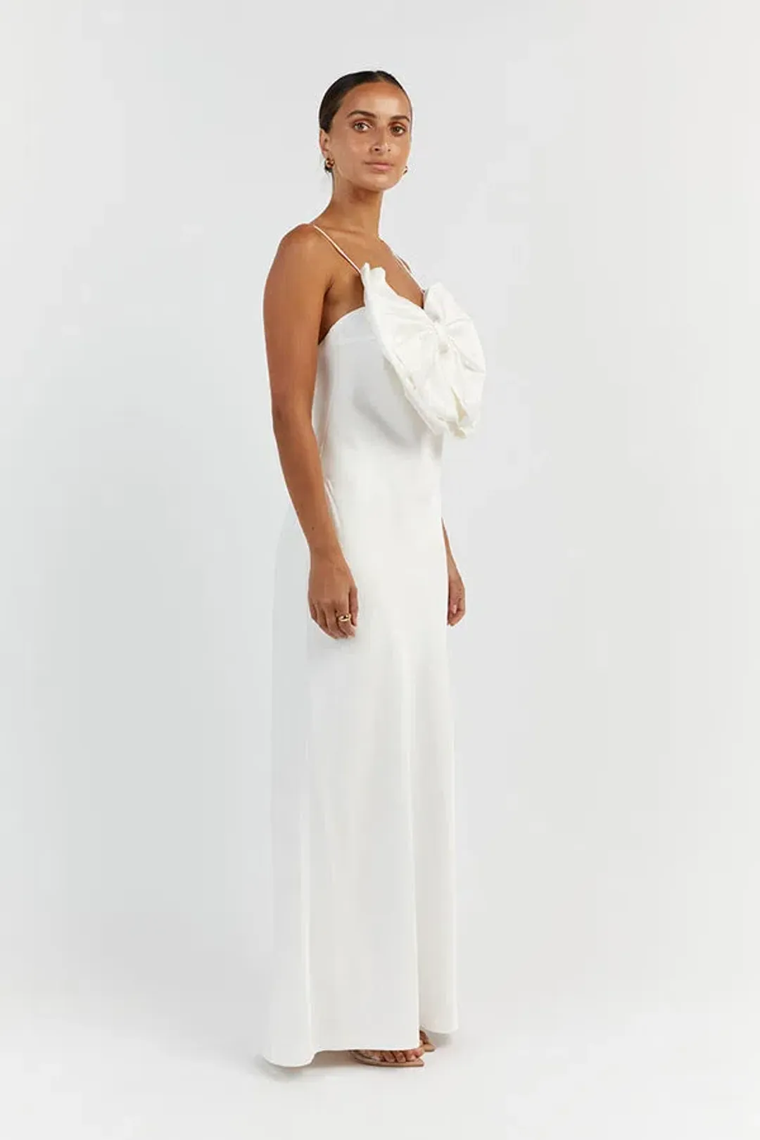 DISSH Aisle White Front Bow Midi Dress for rent on The Volte - main image