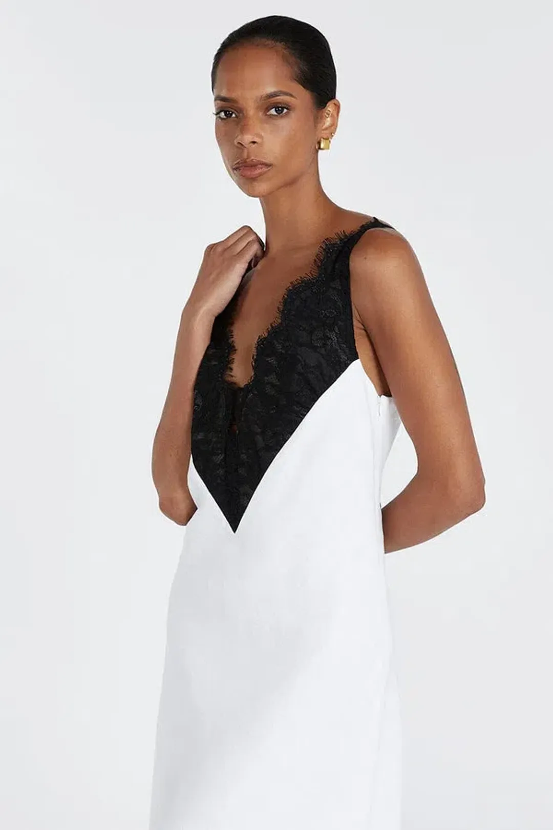 DISSH Hazel White Lace Linen Midi Dress for rent on The Volte - main image