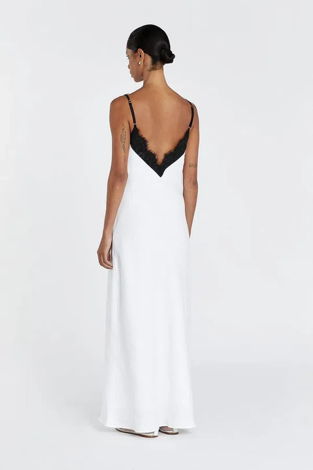 DISSH Hazel White Lace Linen Midi Dress for rent on The Volte - main image