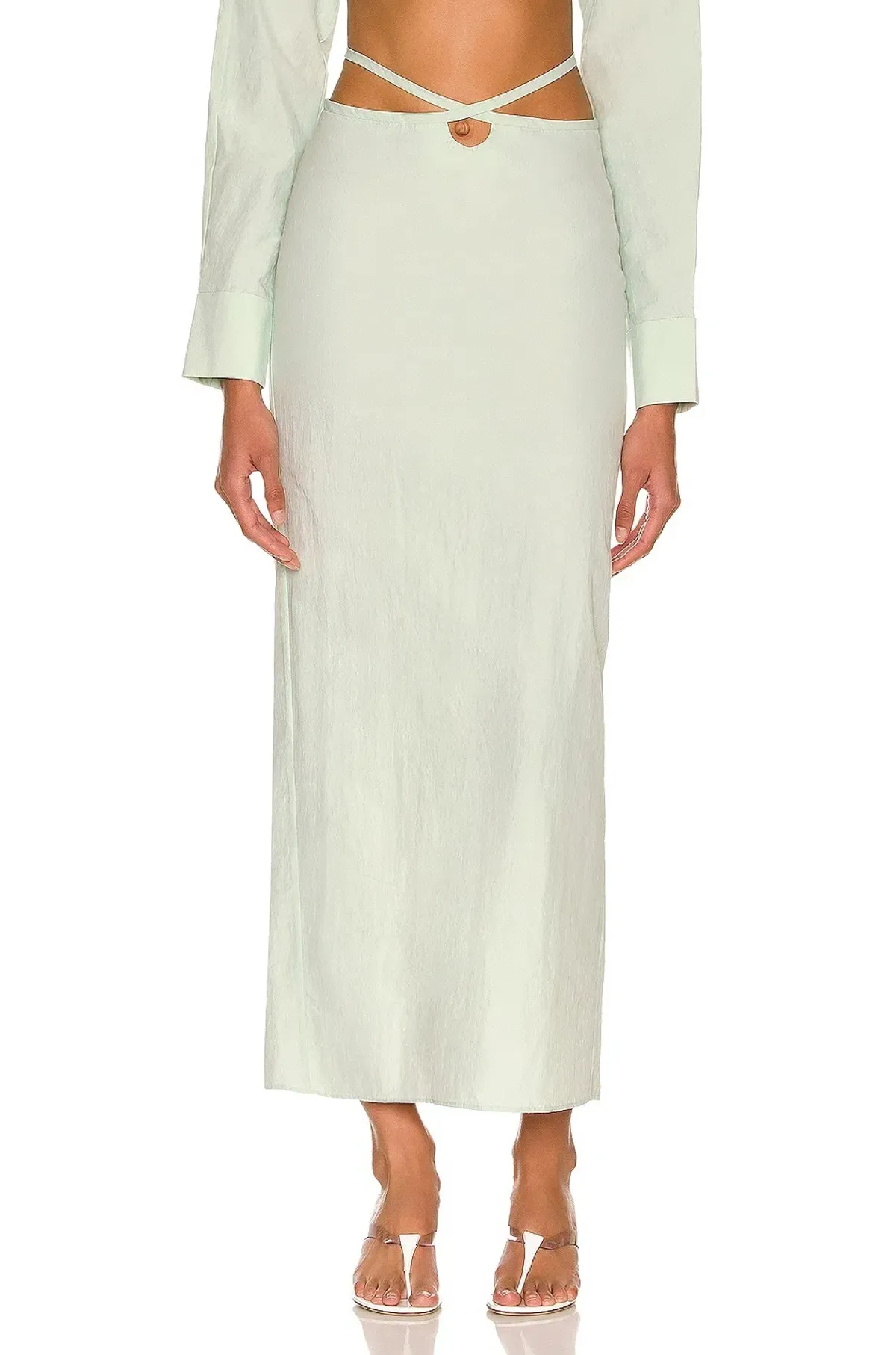 Christopher Esber Magyar Mint Green Tie Skirt & Top Set Size 8 - Image 3