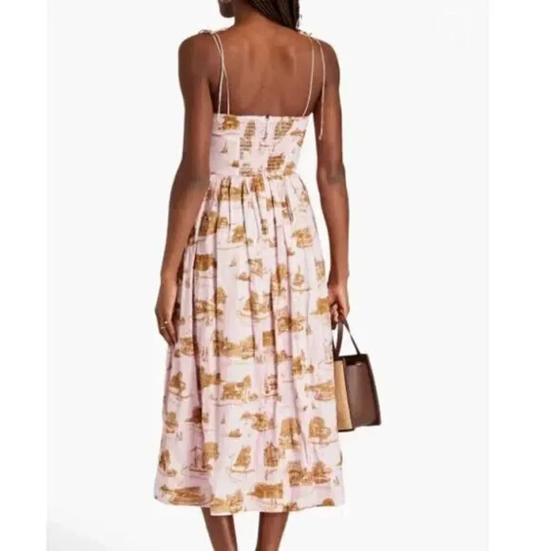 Zimmermann The Dancer Toile Midi Dress Pink Sydney Print | Size 1 AU 10 for rent on The Volte - main image