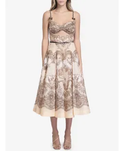 Zimmermann Crush Twist Front Midi Dress in Peach Lace Print Size0/AU8 for rent on The Volte - image 4