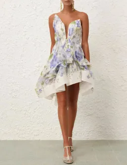 ZIMMERMANN NATURA DRAPED MINI BLUE FLORAL SIZE 0 / AU 8 for rent on The Volte - image 1