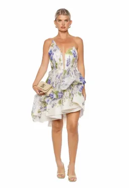 ZIMMERMANN NATURA DRAPED MINI BLUE FLORAL SIZE 0 / AU 8 for rent on The Volte - image 7