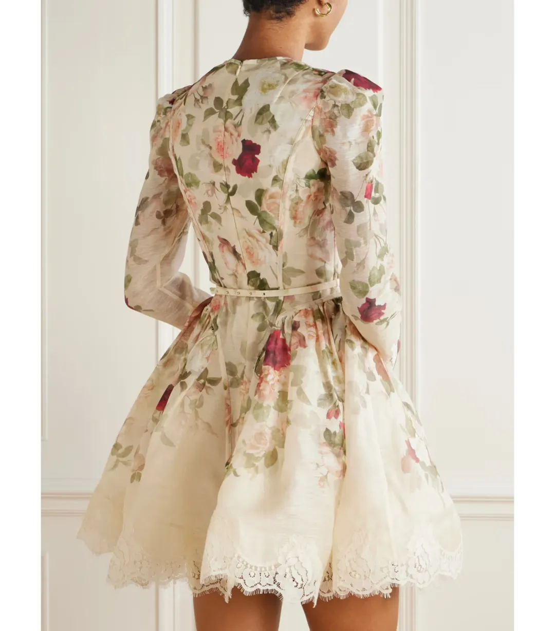 Zimmermann Hypnotic Lace Trim Mini Dress in Cream Cascade Size 0 / AU 8 for rent on The Volte - main image