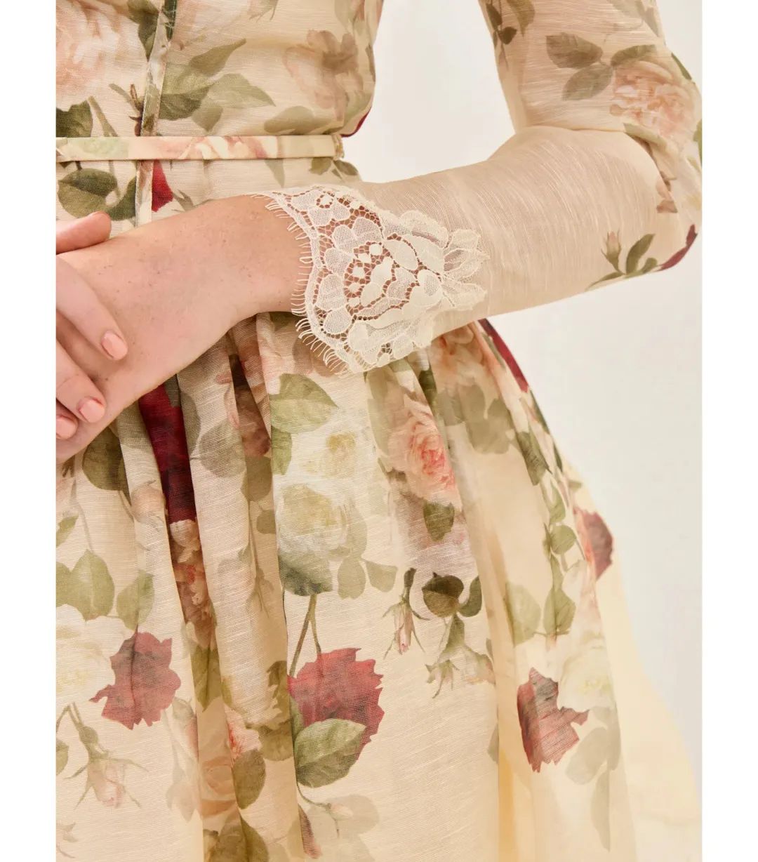 Zimmermann Hypnotic Lace Trim Mini Dress in Cream Cascade Size 0 / AU 8 for rent on The Volte - main image