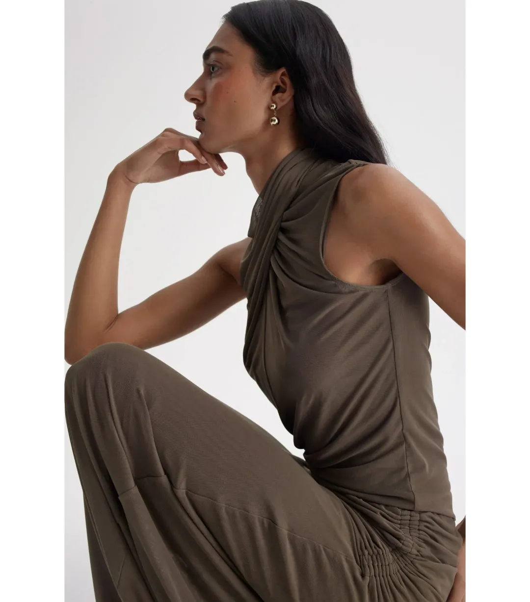 Scanlan Mesh Turban Sleeveless Top and Draped Skirt Jungle Size AU 10 for rent on The Volte - main image