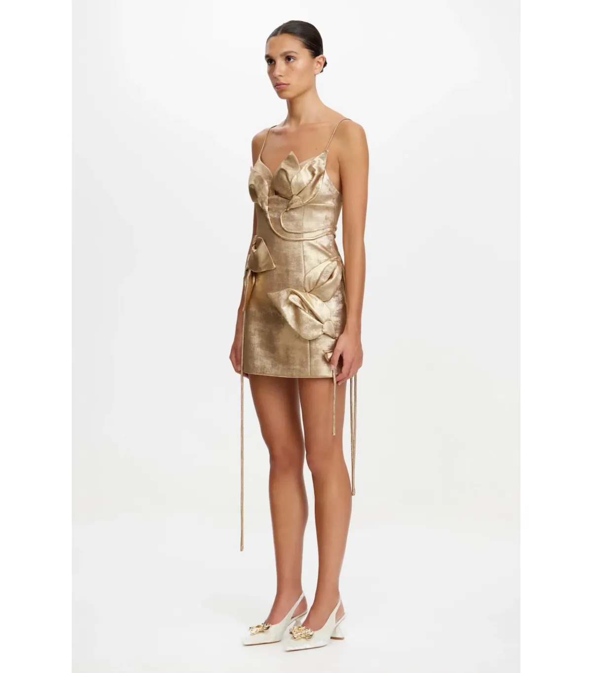 Acler Hillsome Mini Dress Gold Size AU 10 - Image 2