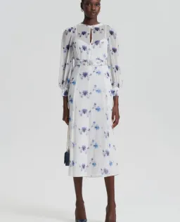 Scanlan Theodore Silk Georgette White Ink Dress Size 8 for rent on The Volte - image 1