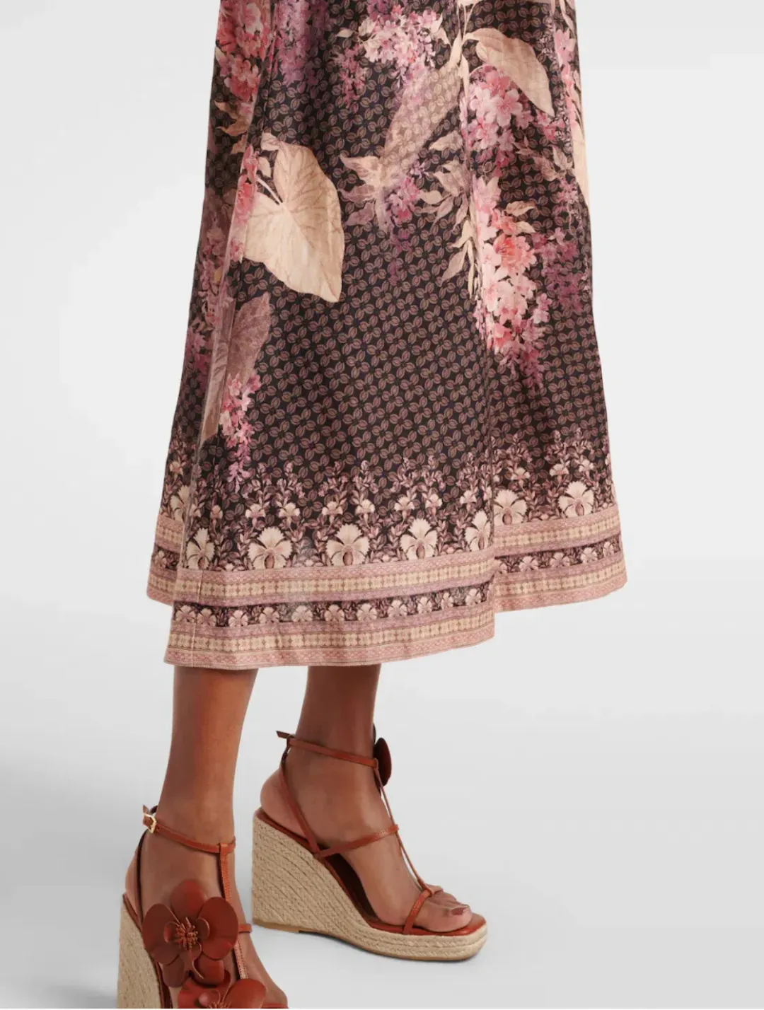 Zimmermann Illuminate Floral Linen Midi Dress Size 1/ Au 10 for rent on The Volte - main image