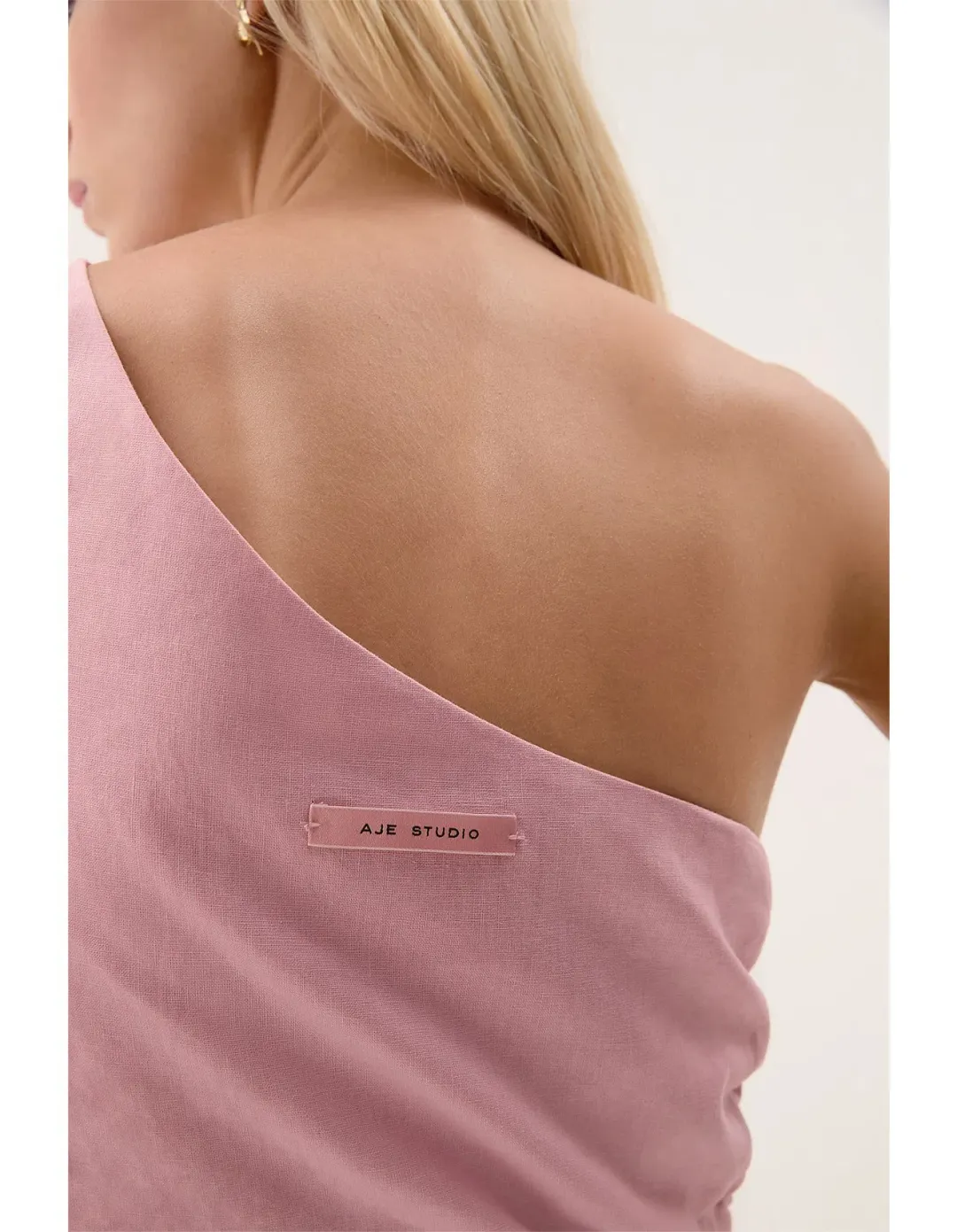 Aje Daze One Shoulder Maxi Dress in Dusty Pink Size 6 for rent on The Volte - main image