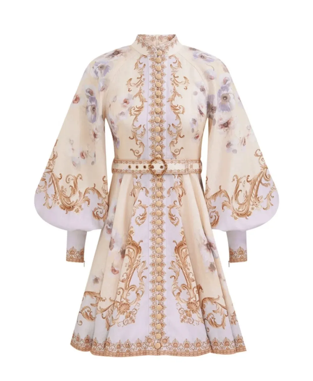 Zimmermann The Hypnotic Buttoned Mini Dress in Blue Floral Size 2/Au 12 for rent on The Volte - main image