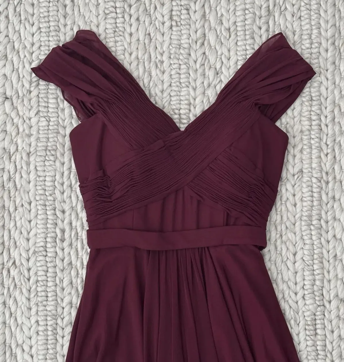 Jadore Burgundy Red Chiffon Formal Gown Size 8 - Image 3