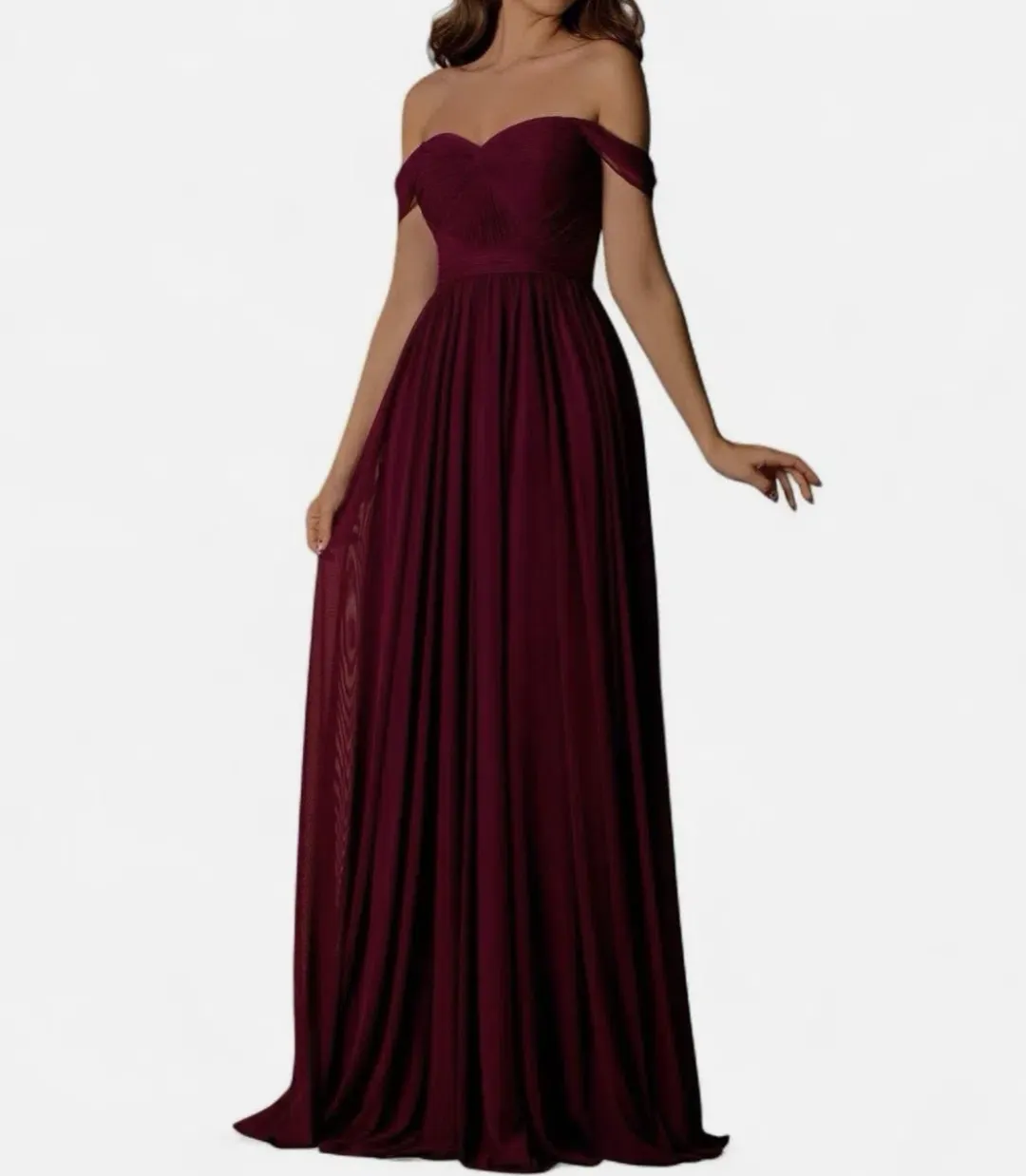 Jadore Burgundy Red Chiffon Formal Gown Size 8 for rent on The Volte - main image