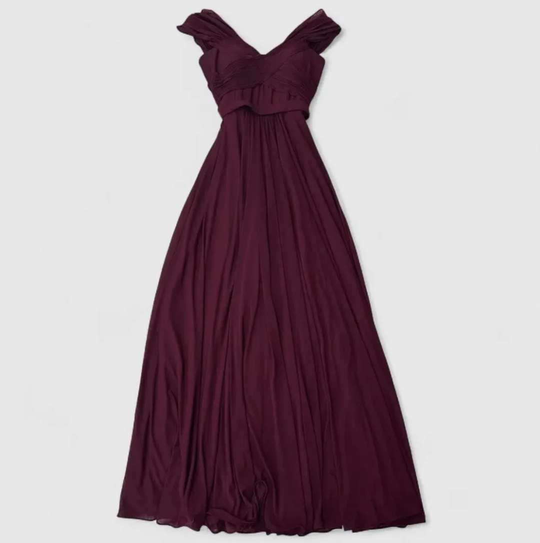Jadore Burgundy Red Chiffon Formal Gown Size 8 for rent on The Volte - main image