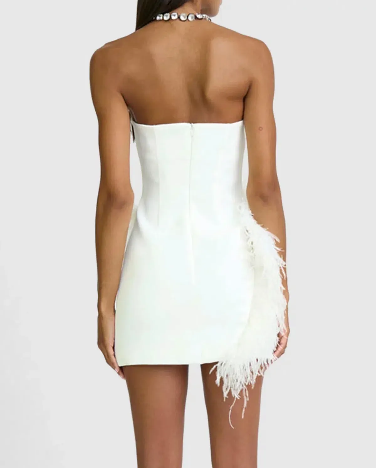 By Johnny Sadira Spiral Feather Mini Dress White Size 8 - Image 2