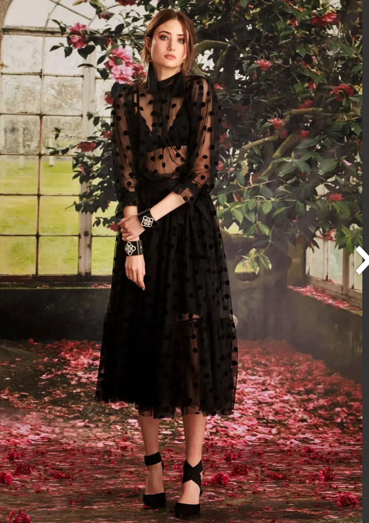 Trelise Cooper Tiers In The Stars Skirt Black Tulle Polka Dots Size L - Image 2