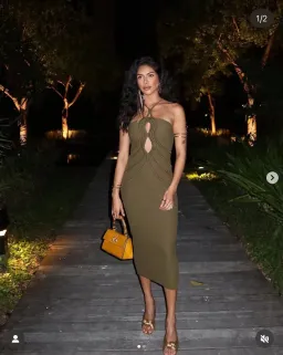 Cult Gaia Avery Knit Dress Khaki Size 8 for rent on The Volte - image 4