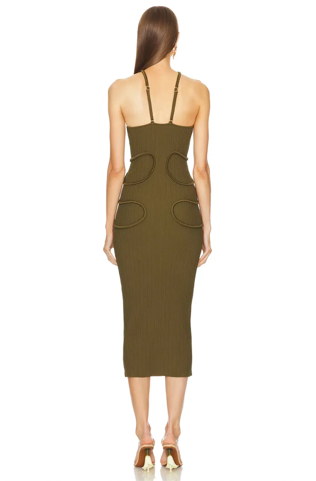Cult Gaia Avery Knit Dress Khaki Size 8 for rent on The Volte - main image