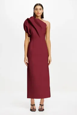 Acler Hawkley Midi Dress Bordeaux Size 10 for rent on The Volte - image 1