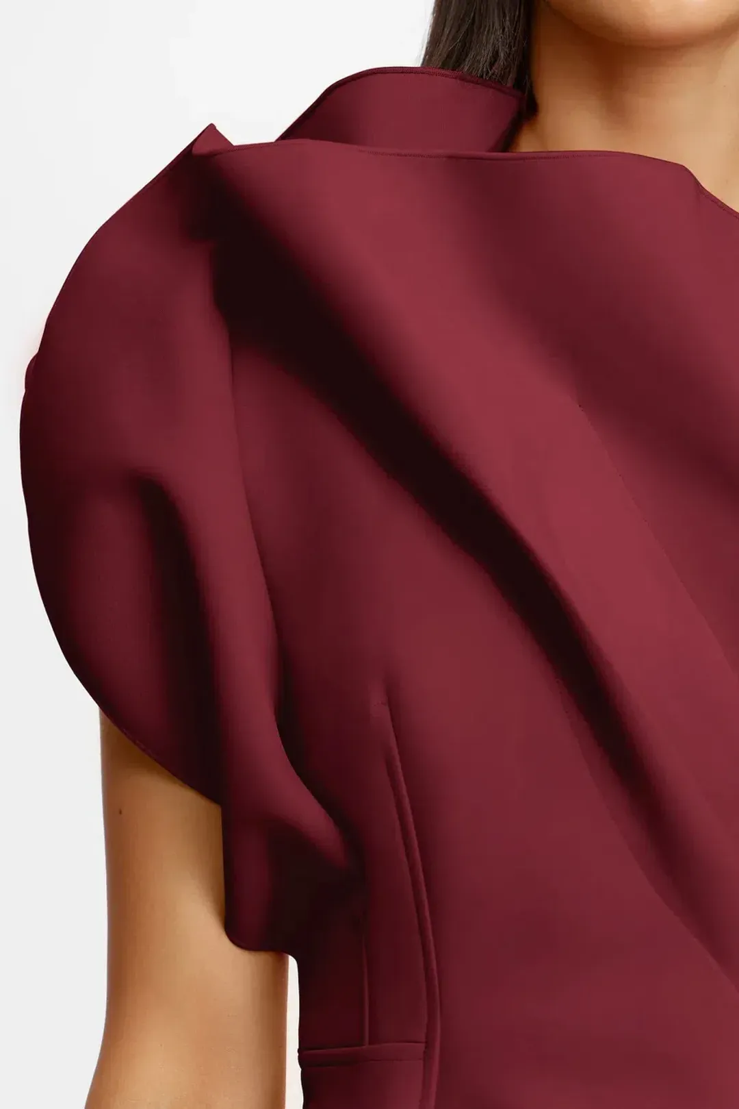 Acler Hawkley Midi Dress Bordeaux Size 10 for rent on The Volte - main image