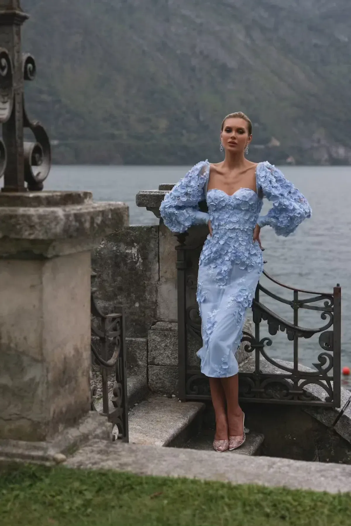 Alamour The Label Ginvra 3D Flower Dress Blue Size M /Au 10 for rent on The Volte - main image