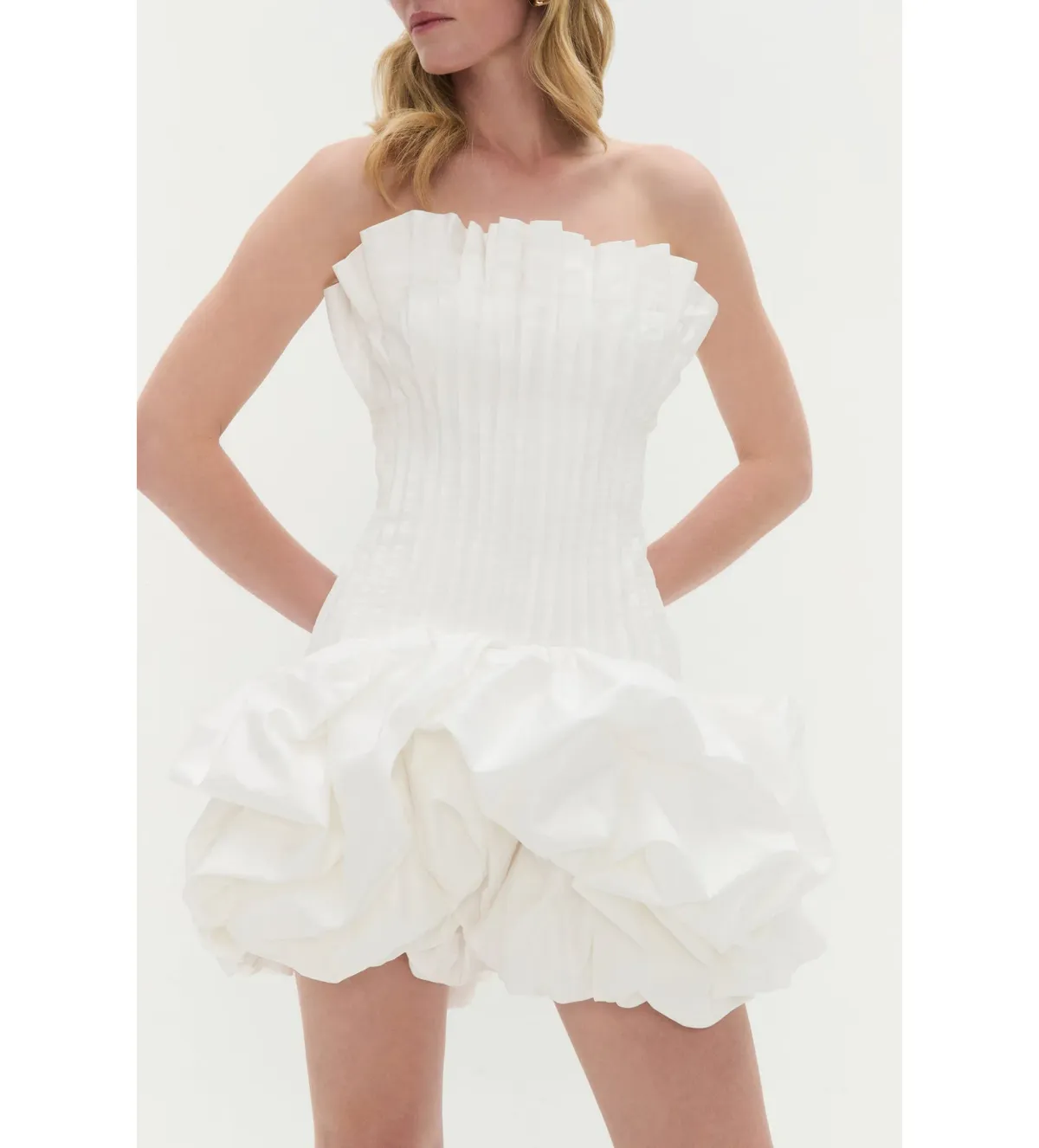 Aje Ivy Bubble Hem Dress Ivory Size 6 - Image 3