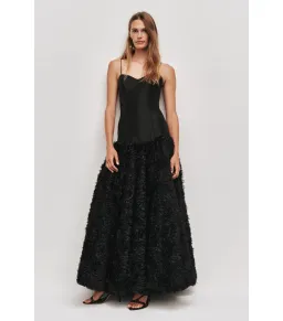 Aje Colette Corset Textured Maxi Dress Black Size AU 10 for rent on The Volte - image 1