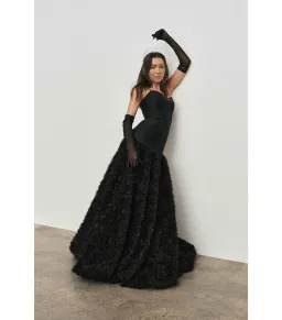 Aje Colette Corset Textured Maxi Dress Black Size AU 10 for rent on The Volte - image 5