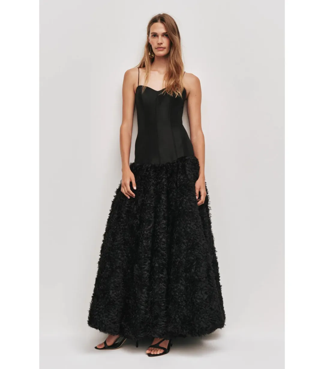 Aje Colette Corset Textured Maxi Dress Black Size AU 16 for rent on The Volte - main image