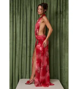 Fait Par Foutch Lola Maxi Dress in Scarlet Peony Size AU 6 for rent on The Volte - image 3