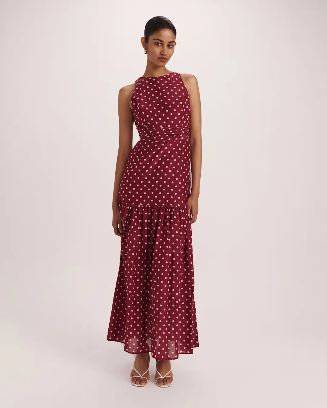 Saba Tilda Silk Cotton Maxi Dress Burgundy Size 8 for rent on The Volte - main image
