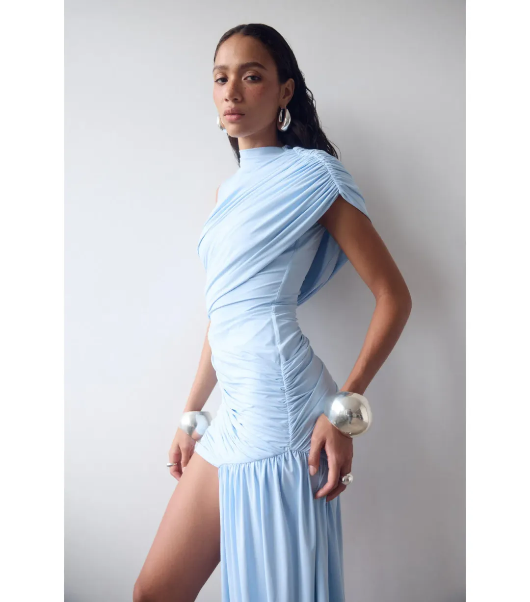 De La Vali Ravenna Mini Dress in Sky Blue Size AU 4 for rent on The Volte - main image
