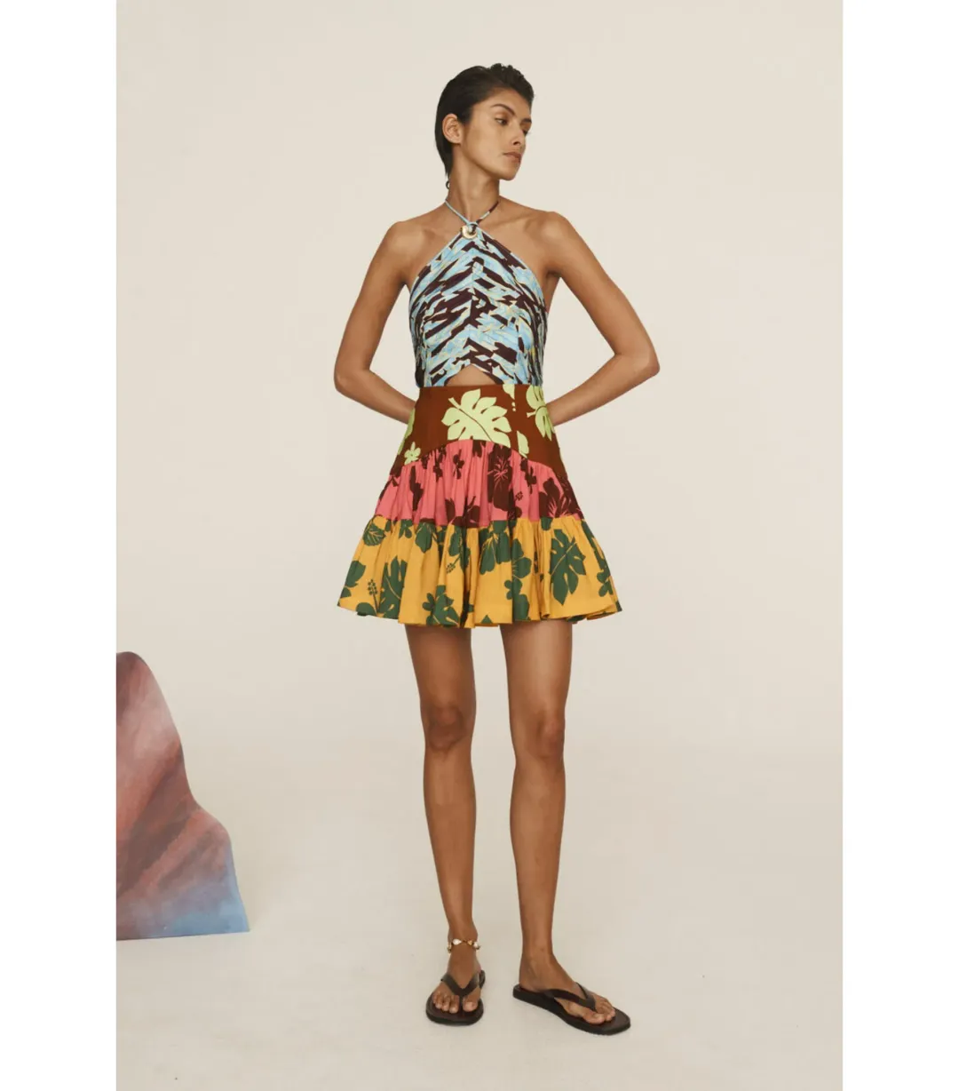 Alemais Poppy Spliced Mini Dress Multi Size AU 6 for rent on The Volte - main image