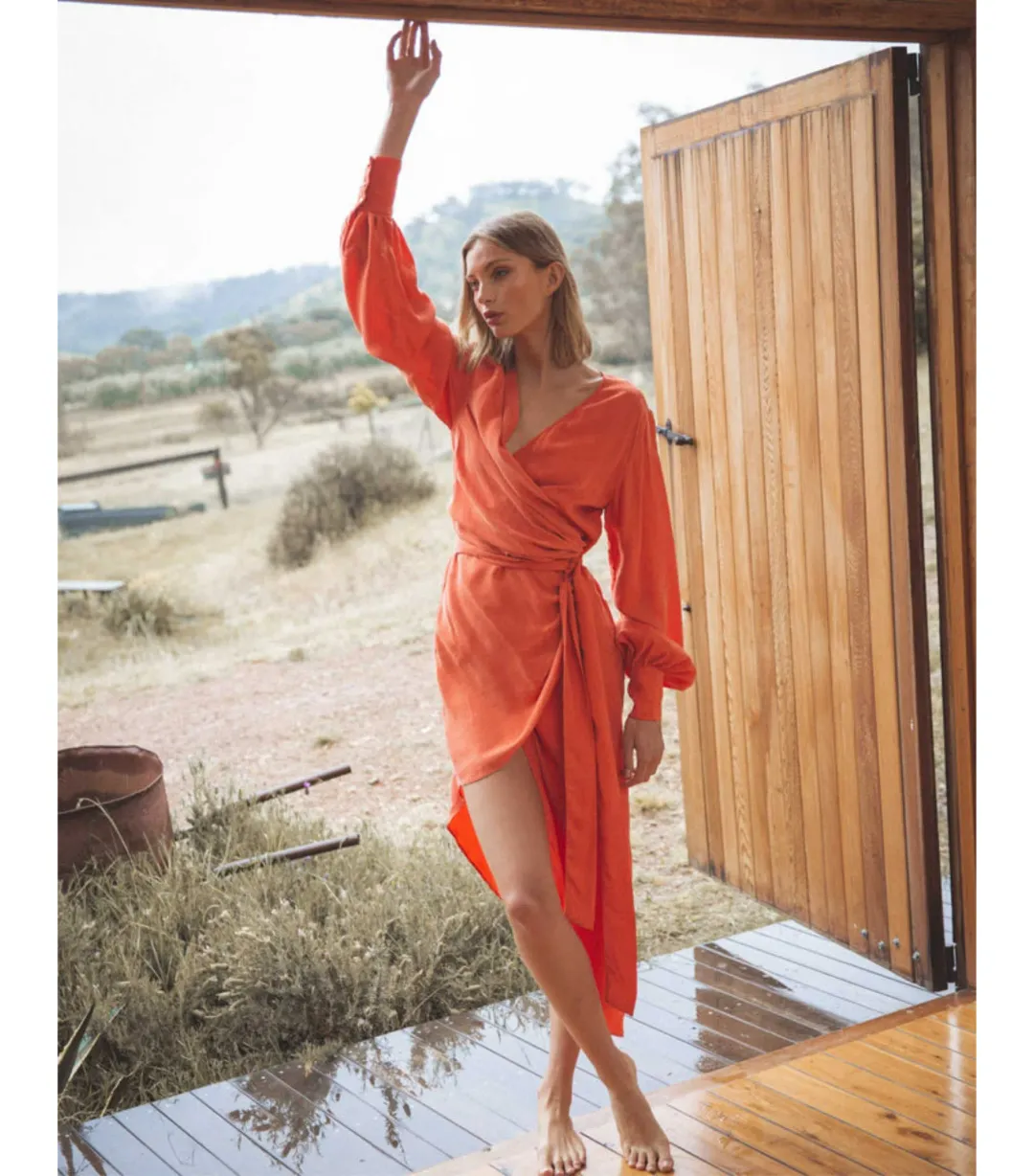 Winona Mirabelle Asymmetrical Dress Orange Size AU 8 for rent on The Volte - main image