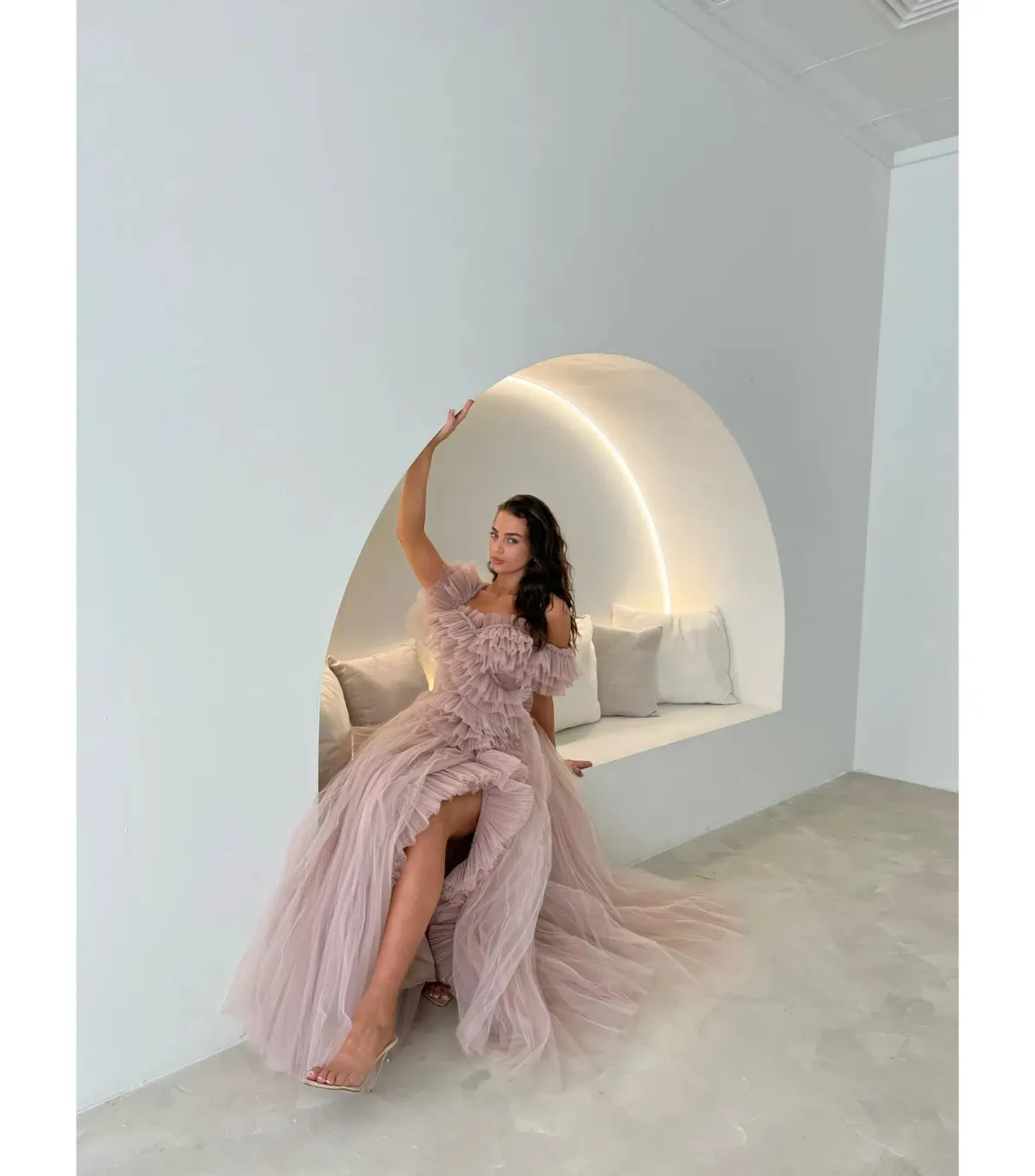 Tarik Ediz Patrice Maxi Dress Blush Size AU 12 - Image 2