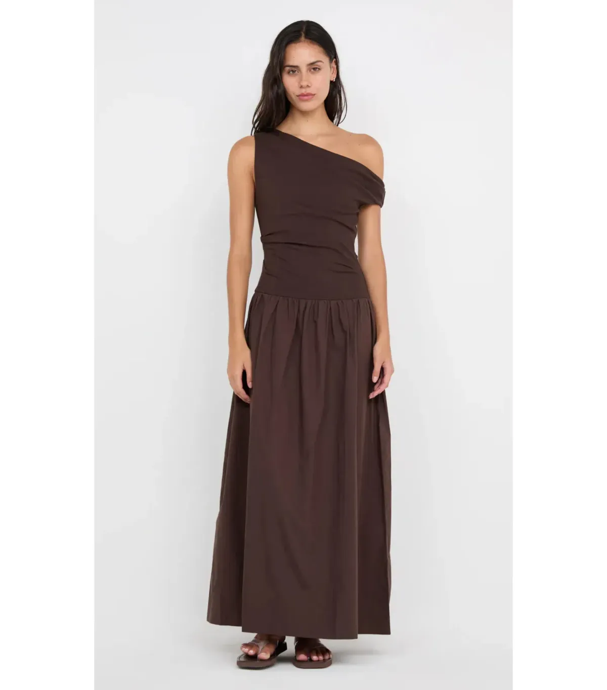 Bec & Bridge Freya Asym Maxi Dress in Dark Chocolate AU 10 for rent on The Volte - main image