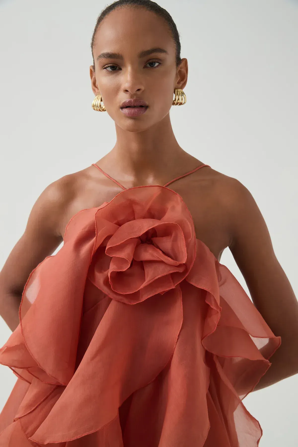 Aje Pandorea Layered Maxi Dress Coral Clay Size AU 8 - Image 6