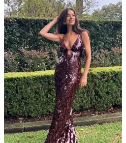 Misha Sapphire Sequin Maxi Dress in Fig Size S / AU 8 for rent on The Volte - image 4