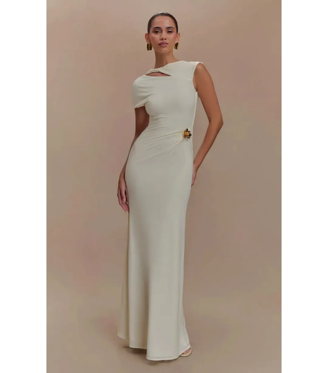 Meshki Kaida Slinky Maxi Dress Ivory Size S / AU 8 for rent on The Volte - main image