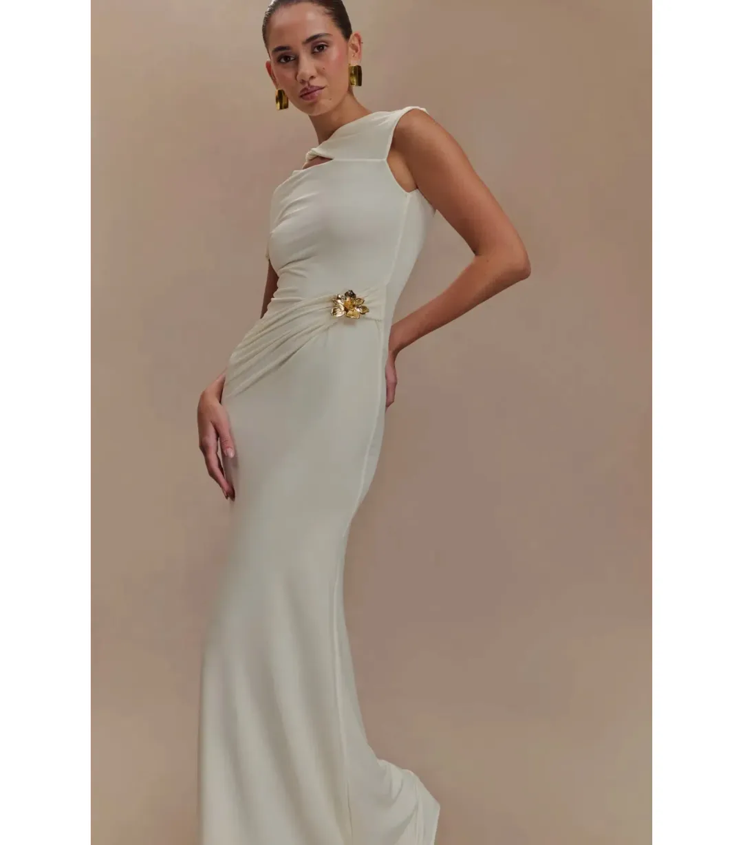 Meshki Kaida Slinky Maxi Dress Ivory Size S / AU 8 for rent on The Volte - main image