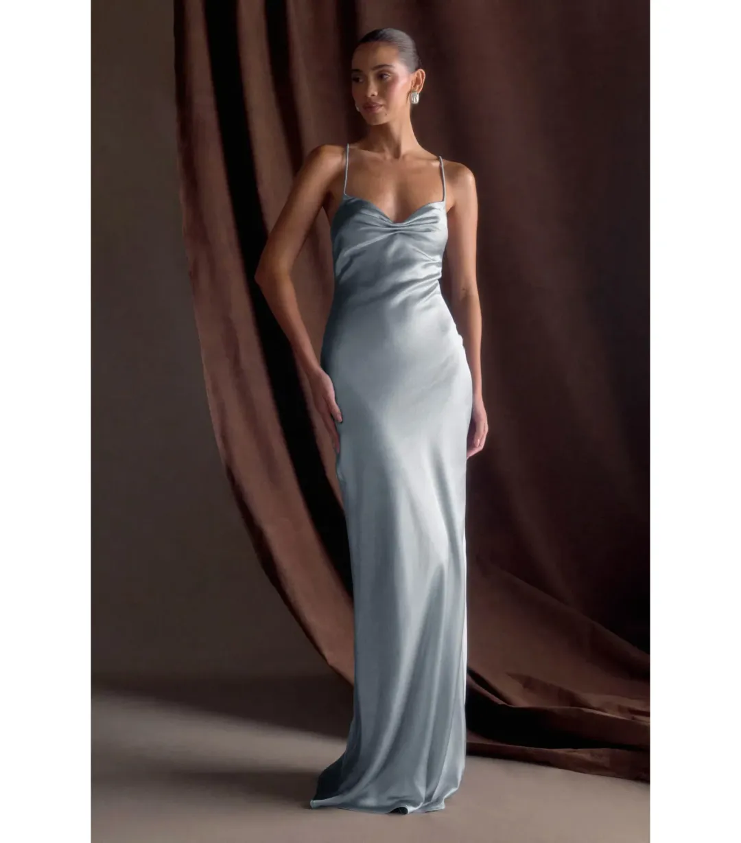 Meshki Lilly Sweetheart Satin Maxi Dress Frosted Blue Size S / AU 8 for rent on The Volte - main image