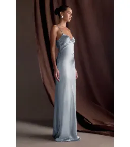 Meshki Lilly Sweetheart Satin Maxi Dress Frosted Blue Size S / AU 8 for rent on The Volte - image 2
