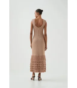 Aje Breeze Knit Midi Dress Rose Gold Size XS / AU 6 for rent on The Volte - image 5