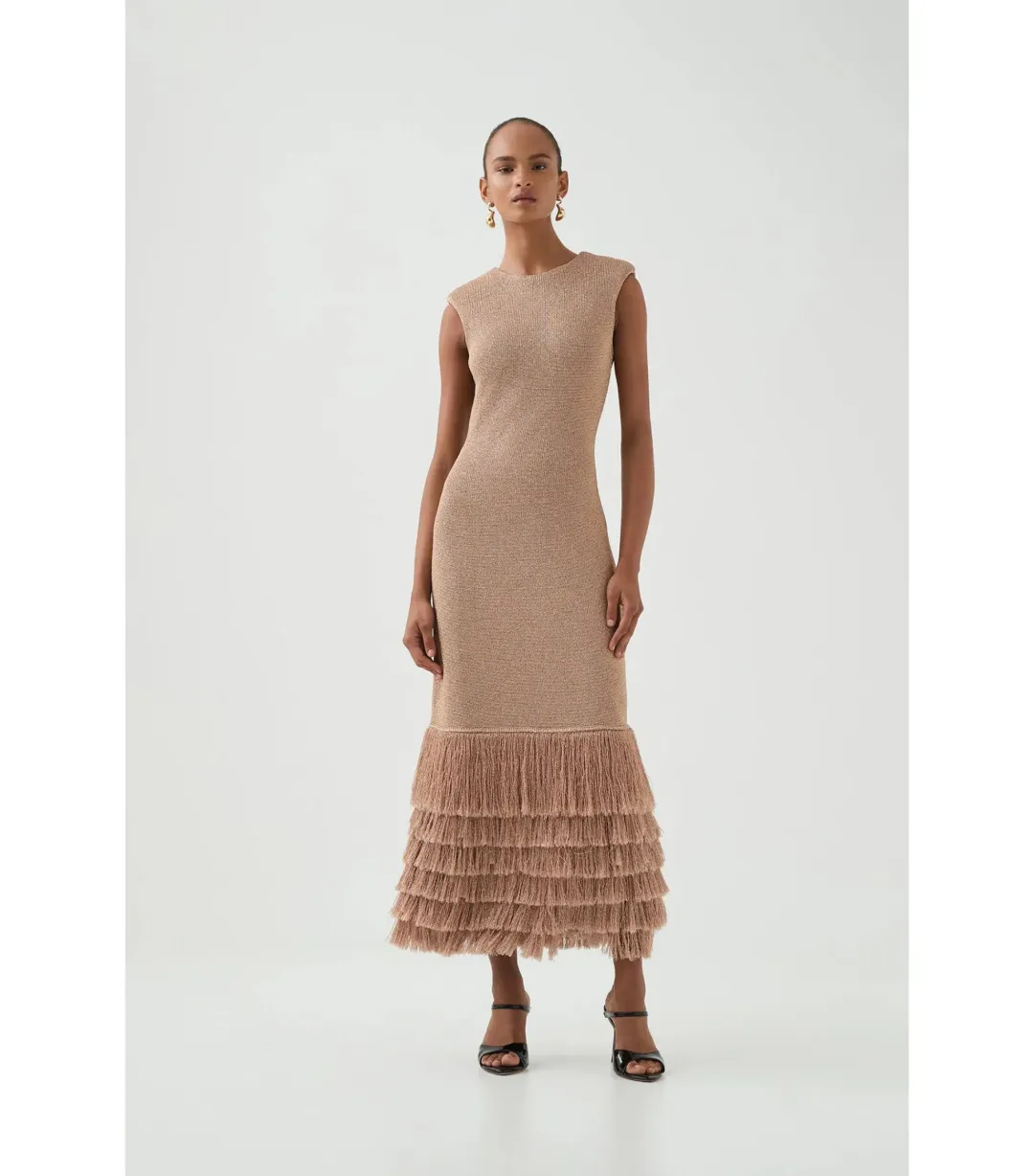 Aje Breeze Knit Midi Dress Rose Gold Size XS / AU 6 for rent on The Volte - main image