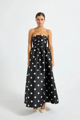 Pasduchas Dottie Strapless Midi Dress Polka Dot Black/Cream Size 10 for rent on The Volte - image 2