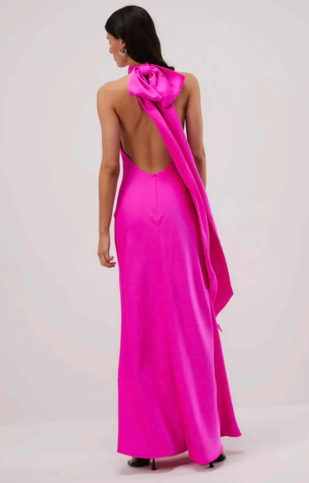 Misha Collection Evianna Satin Dress Hot Pink Size 8/S for rent on The Volte - main image