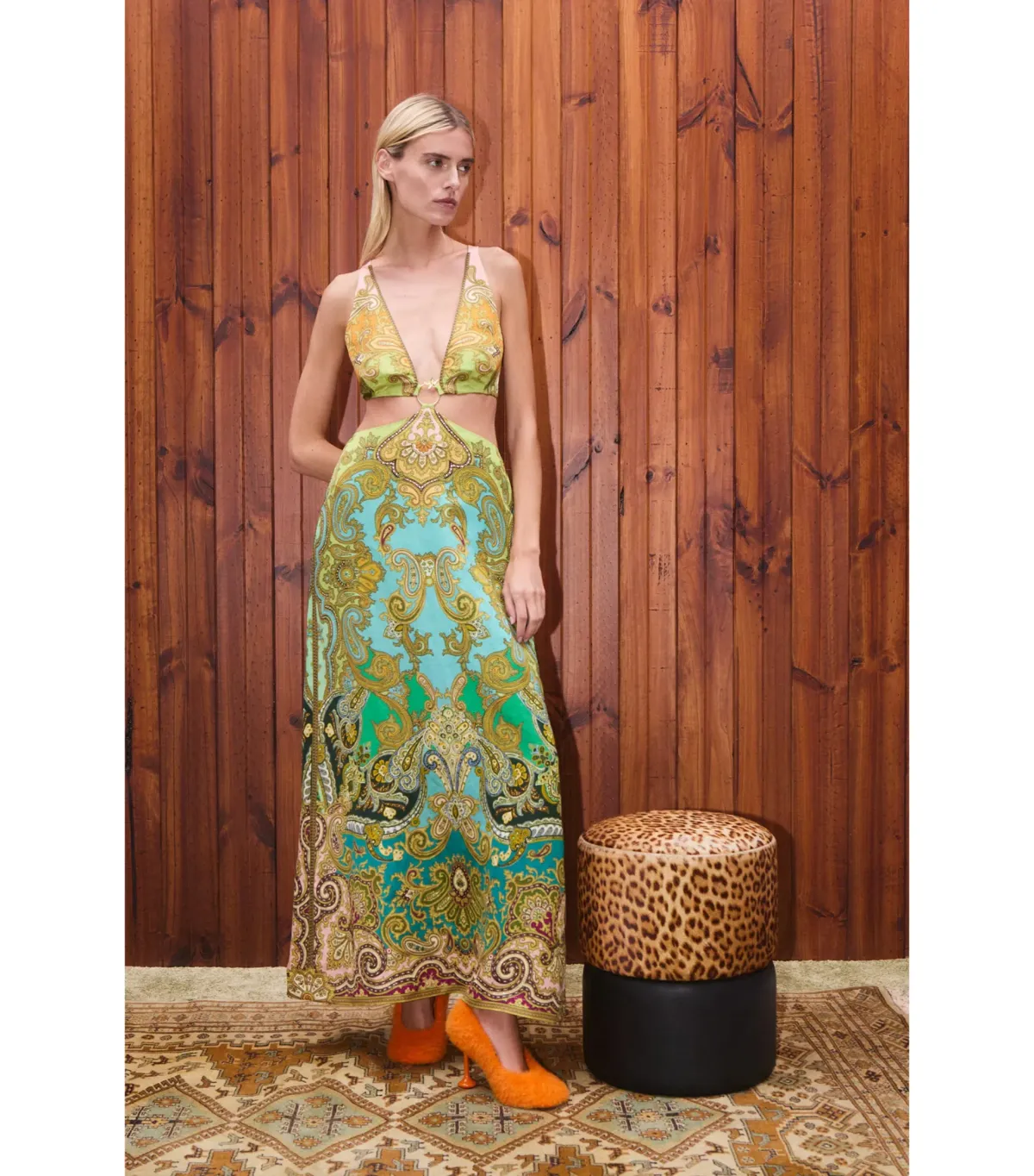 Alemais Clemenza Cut Out Midi Dress Multi Size AU 8 - Image 1