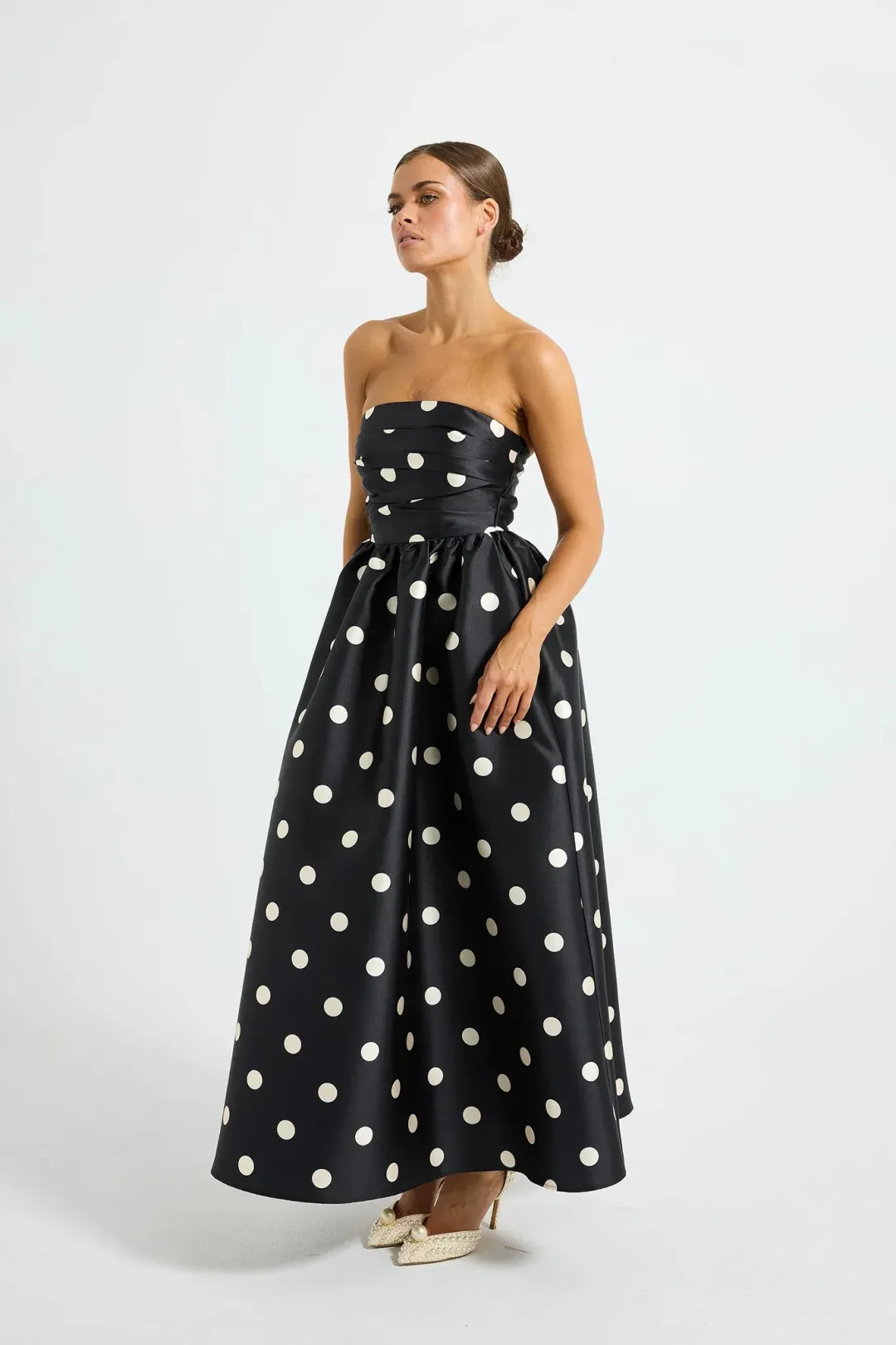Pasduchas Dottie Strapless Midi Dress size 8 for rent on The Volte - main image